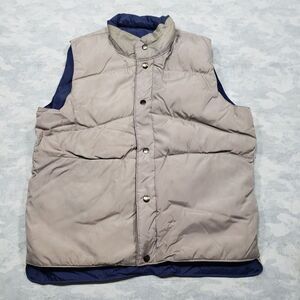 Vintage Camel Goose Down Vest Mens Medium Blue‎ Gray Reversible